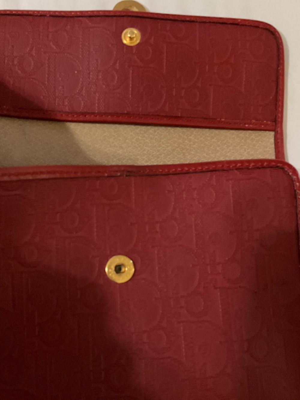 Dior Red Leather Clutch with Gold Ring Hardware - Picture 12 of 14